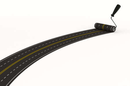 asphalted road on white. Isolated 3D imageの写真素材