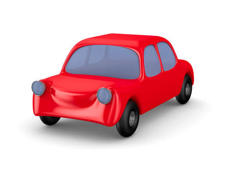 Red car on white background. Isolated 3D imageの写真素材