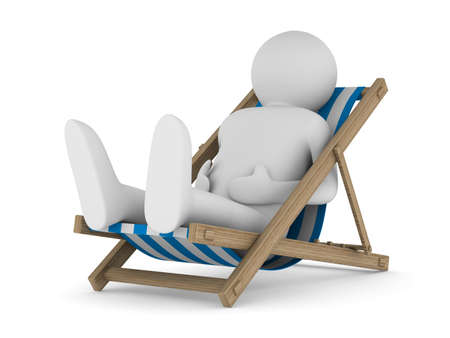 Deckchair on white background. Isolated 3D imageの写真素材