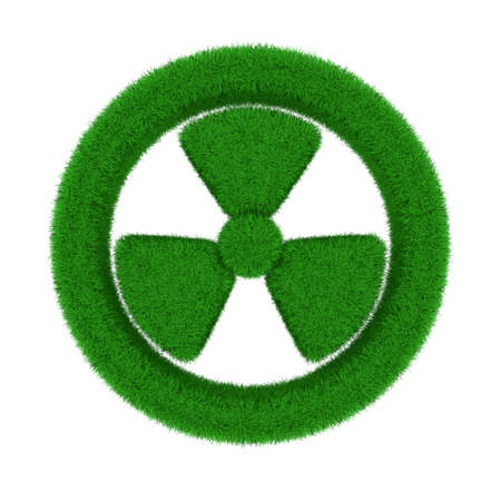 radiation symbol from grass. Isolated 3D imageの写真素材