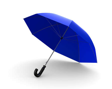 blue umbrella on white background. Isolated 3D imageの写真素材