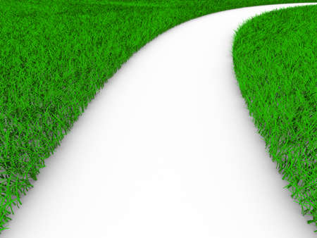 road on grass. Isolated 3D imageの写真素材