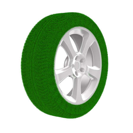 disk wheel from grass. Isolated 3D imageの写真素材