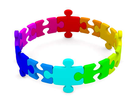 Puzzle on white background. Isolated 3D imageの写真素材