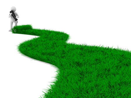 road from grass on white. Isolated 3D imageの写真素材