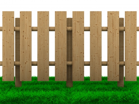 wooden fence on white background. Isolated 3D imageの写真素材