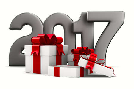 White gift boxes. Isolated 3D image