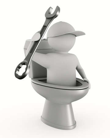 repair toilet on white background. Isolated 3D imageの写真素材