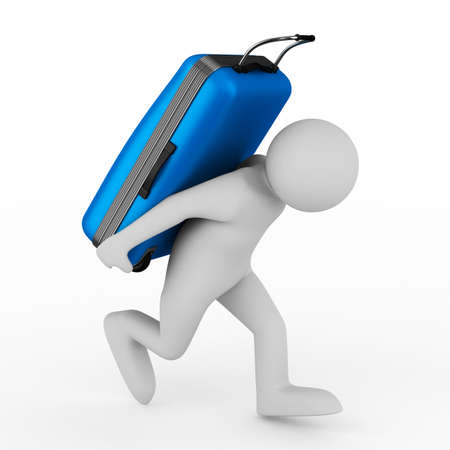 Tourist with travel bag on white background. Isolated 3D imageの写真素材