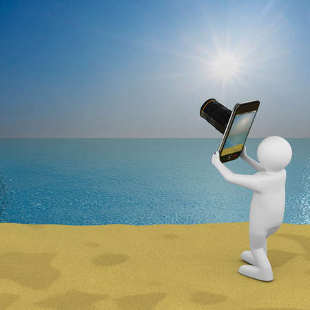 men photographs sea landscape. Isolated 3D imageの写真素材