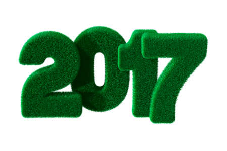 2017 year from grass. Isolated 3D imageの写真素材