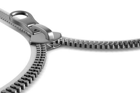 Zipper on white background. Isolated 3D imageの写真素材