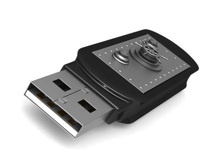 usb flash drive on white background. Isolated 3D image