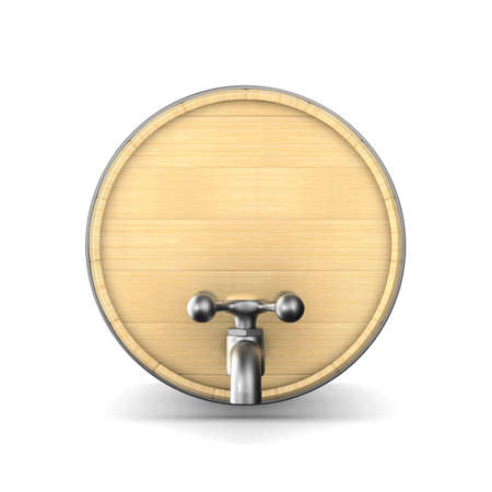 Wooden barrel on white background. Isolated 3D illustrationの写真素材
