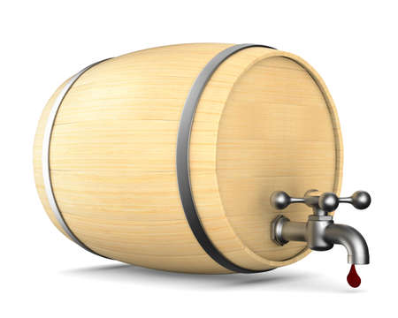 Wooden barrel on white background. Isolated 3D illustration