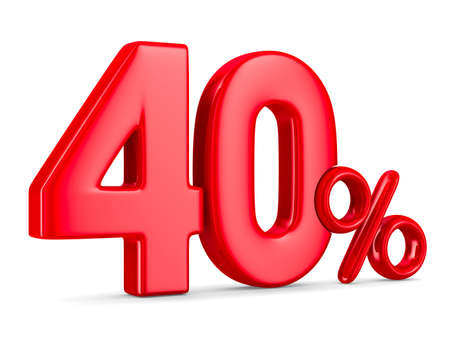 Fourty percent on white background. Isolated 3D illustration