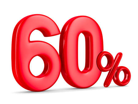 Sixty percent on white background. Isolated 3D illustrationの写真素材