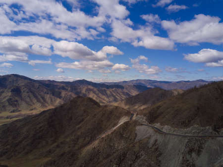 Altai mountains. Beautiful highland landscape. Russia. Siberia. Flight on quadcopter. Top viewの写真素材