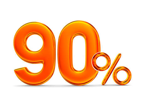 Ninety percent on white background. Isolated 3D illustration