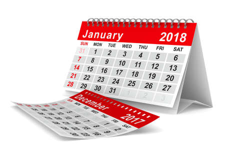 2018 year calendar. January. Isolated 3D illustrationの写真素材