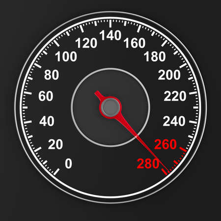 speedometer on black background. 3D illustration