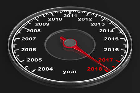 Calendar from speedometer on black background. 3D illustrationの写真素材
