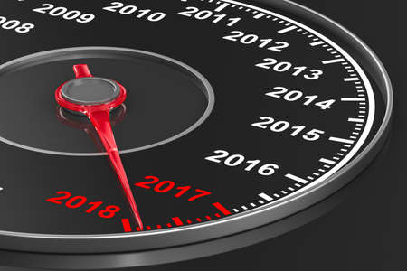 Calendar from speedometer on black background. 3D illustrationの写真素材