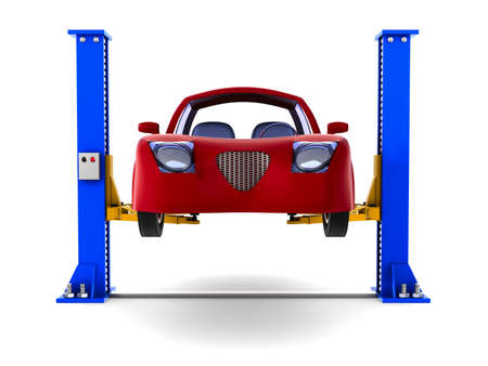 Car service on white background. Isolated 3D illustrationの写真素材