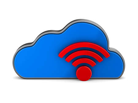 Cloud and sign on white background. Isolated 3D illustrationの写真素材