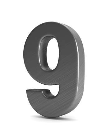 Number nine on white background. Isolated 3D illustrationの写真素材