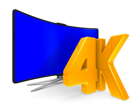 4K TV on white background. Isolated 3D image