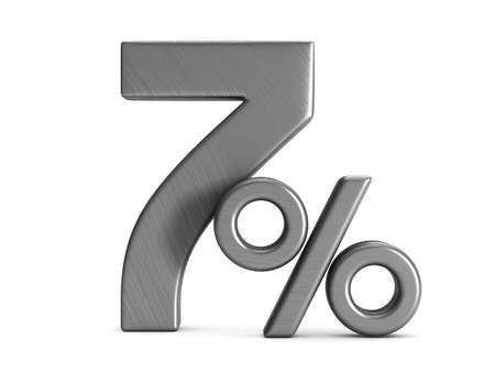 Seven percent on white background. Isolated 3D illustrationの写真素材