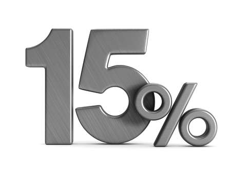 fifteen percent on white background. Isolated 3D illustrationの写真素材