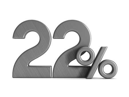 twenty two percent on white background. Isolated 3D illustrationの写真素材