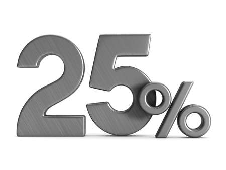 twenty five percent on white background. Isolated 3D illustrationの写真素材