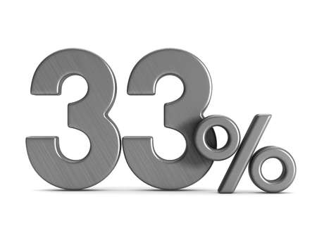 thirty three percent on white background. Isolated 3D illustrationの写真素材