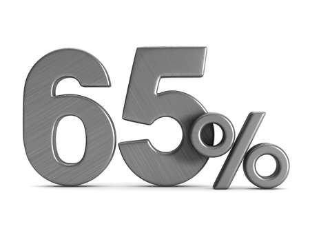sixty five percent on white background. Isolated 3D illustrationの写真素材