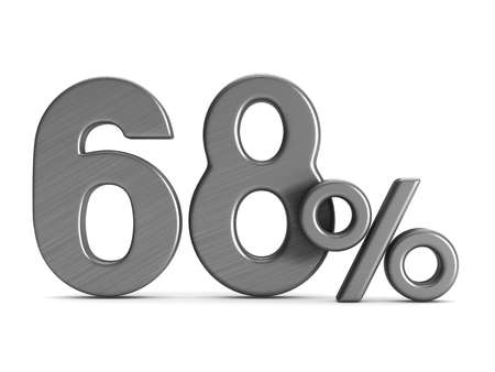 sixty eight percent on white background. Isolated 3D illustration