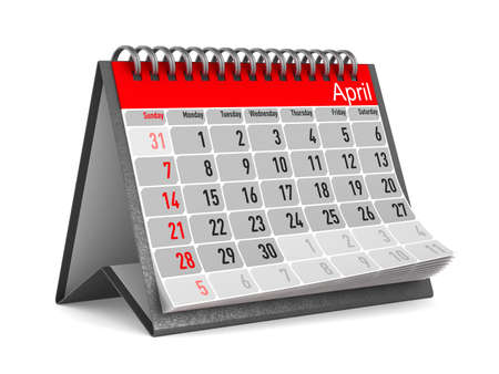 Calendar for April. Isolated 3D illustrationの写真素材
