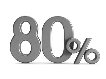 eighty percent on white background. Isolated 3D illustration