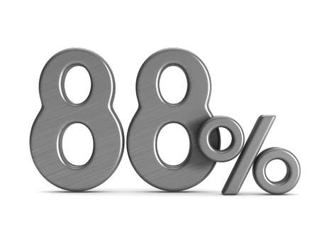 eighty eight percent on white background. Isolated 3D illustrationの写真素材
