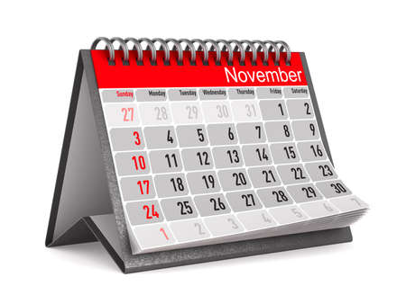 Calendar for November. Isolated 3D illustrationの写真素材