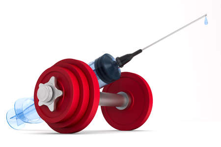medical and dumbbell syringe on white background. Isolated 3D illustrationの写真素材
