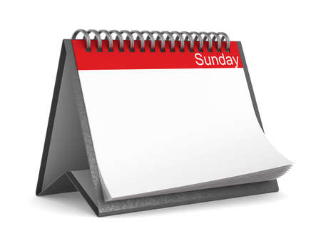 Calendar for sunday on white background. Isolated 3D illustrationの写真素材