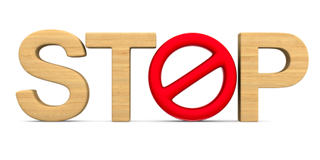 Sign stop on white background. Isolated 3D illustrationの写真素材