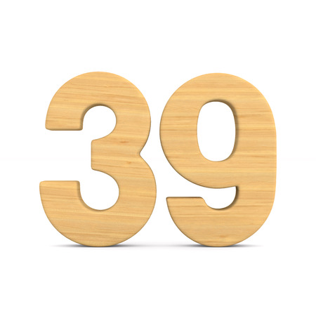 Number thrity nine on white background. Isolated 3D illustrationの写真素材