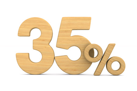 thrity five percent on white background. Isolated 3D illustration