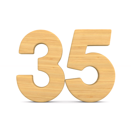 Number thrity five on white background. Isolated 3D illustrationの写真素材