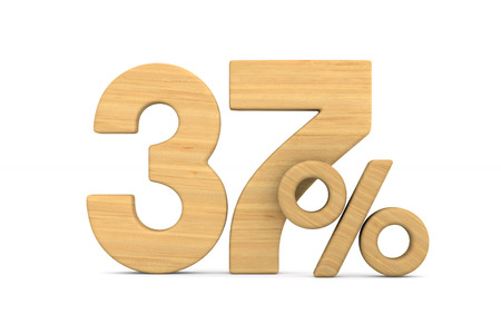 thrity seven percent on white background. Isolated 3D illustration