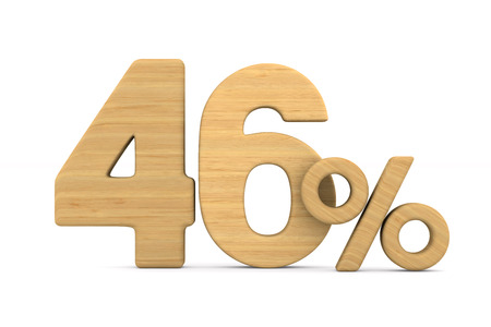 fourty six percent on white background. Isolated 3D illustrationの写真素材
